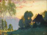 Amurg by Constantin Isachie Popescu, ulei pe carton, sold Jul 2023