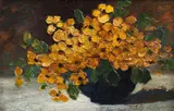 Gălbenele by Eugenia Filotti Atanasiu, ulei pe carton, sold Jul 2023