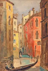Veneția by Alexandru Poitevin Scheletti, acuarelă pe hârtie, sold Jul 2023