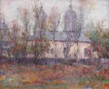 Biserică by Gheorghe (Ghiță) Popescu, ulei pe carton, offered Jul 2023