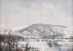 Ion Șinca, Iarnă la Măgurele, 1994, ulei pe pânză