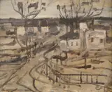 Colț din București by Nicolae (Nicolai) Georgescu, ulei pe carton, offered Jul 2023