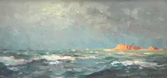 Marină by Dimitrie Florian, ulei pe carton, sold Jul 2023