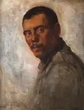 Soldat (Autoportret) by Nicolae Petrescu Mogoş, 1910, ulei pe lemn, offered Jul 2023
