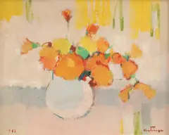 Gălbenele by Augustin Costinescu, 1988, ulei pe pânză, sold Jul 2023
