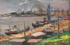 Paul Verona, Portul Constanța, ulei pe carton