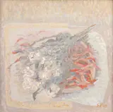 Șerban Popescu, Natură statică cu crizanteme albe, 2005, acrilic pe pânză