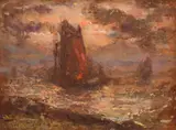 Kimon Loghi, Apus la Concarneau, ulei pe carton