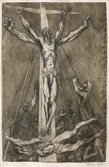 Răstignirea by Marcel Chirnoagă, acvaforte și acvatintă, sold Jul 2023