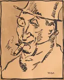 Petre Iorgulescu-Yor, Autoportret, tuș pe hârtie