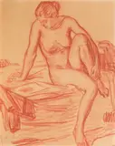 Leon Biju, Intimitate, creion conte pe hârtie