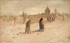 Drumul spre casă by Pan Ioanid, ulei pe carton, offered Jul 2023