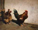 Nicolae Petrescu Mogoş, În ogradă, 1927, ulei pe carton