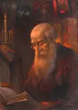 Samuel Bogdanovici, Citind Evanghelia, ulei pe carton