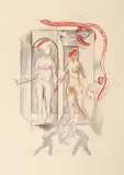 Dan Erceanu, Zodia Gemeni, 1997, ceracolor și accente de cărbune pe hârtie
