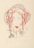 Dan Erceanu, Zodia Fecioară, 1997, ceracolor și accente de cărbune pe hârtie