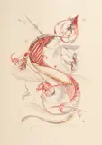 Dan Erceanu, Zodia Scorpion, 1997, ceracolor și accente de cărbune