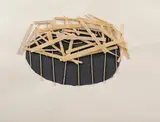 Tadashi Kawamata, Dome Plan, 2016, lemn și guașă pe hârtie lipită pe carton