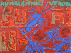 Nicolae Comănescu, Algoritmul lui Briemberg (Nu mai am nici verde), 2000, acrilic pe ziar
