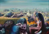 Muze by Sabin Bălașa, 1987, ulei pe pânză, sold Jul 2023