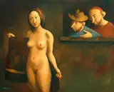 Susanne et les Vieillards by Georges Mazilu, acrilic pe pânză, sold Jul 2023