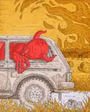 Alex Horghidan, Falling Asleep in the Backseat, 2022, tuș și marker pe hârtie
