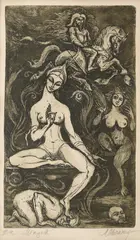 Mongolă by Marcel Chirnoagă, acvaforte și acvatintă, sold Jul 2023