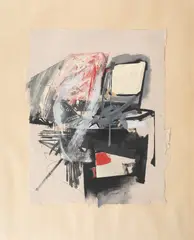 Petru Lucaci, Untitled, 1995, guașă și colaj pe carton