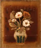 Corneliu Petrescu, Vas cu flori albe, 1983, ulei pe carton