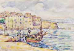 Nicolae Dărăscu, Pescari la Saint-Tropez, 1913, acuarelă pe hârtie