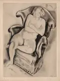 Iosif Iser, Nud pe fotoliu, 1927, acvaforte și gravură cu acul
