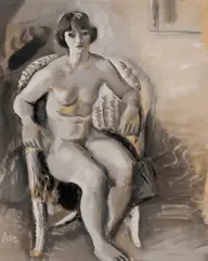 Interior la Toulon by Iosif Iser, sfârșitul anilor '20, guașă pe hârtie lipită pe carton, offered Jun 2023