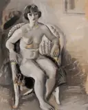 Iosif Iser, Interior la Toulon, sfârșitul anilor '20, guașă pe hârtie lipită pe carton