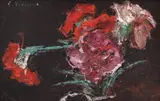 Garoafe by Gheorghe Petrașcu, 1927, ulei pe placaj, sold Jun 2023