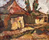 Uliță din sat by Rudolf Schweitzer–Cumpăna, ulei pe carton, sold Jun 2023