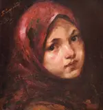 Pericle Capidan, Fetiță cu năframă, 1917, ulei pe carton