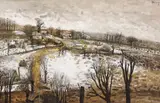 Peisaj de iarnă by Sorin Ilfoveanu, 1996, tempera pe pânză, sold Jun 2023
