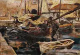 Nicolae Enea, În port, ulei pe carton
