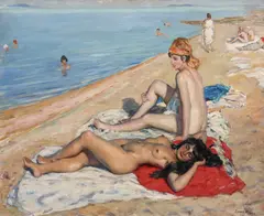 János Czencz, La plajă, 1919, ulei pe pânză