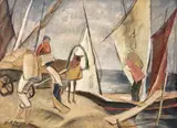 Gheorghe Naum, Hamali în port, 1935, ulei pe hârtie lipită pe pânză