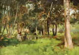 Amiază în parc by Nicolae Vermont, 1927-1930, ulei pe carton, sold Jun 2023