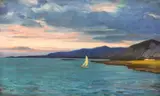 Peisaj romantic by Kimon Loghi, ulei pe pânză, sold Jun 2023