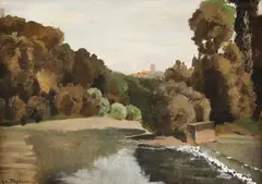 Jardin du Luxembourg by Stefan Popescu, ulei pe carton, sold Jun 2023