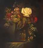 Corneliu Brudașcu, Hortensii și trandafiri, cca. 1979, ulei pe pânză
