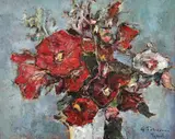 Flori nalbe by Gheorghe Petrașcu, 1935, ulei pe placaj, sold Jun 2023