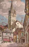 Nicolae Enea, Vedere din Sighișoara, ulei pe pânză
