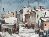 Jean Cheller, Iarnă în București, anii '40, ulei pe carton
