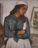 Ștefan Dimitrescu, Model cu batic roz, 1926-1927, ulei pe carton
