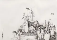 Pește by Ștefan Câlția, 1980, desen cu baițul pe hârtie, sold Jun 2023