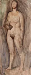 Nud by Corneliu Baba, acuarelă, guașă, creion, cărbune pe hârtie, offered Jun 2023